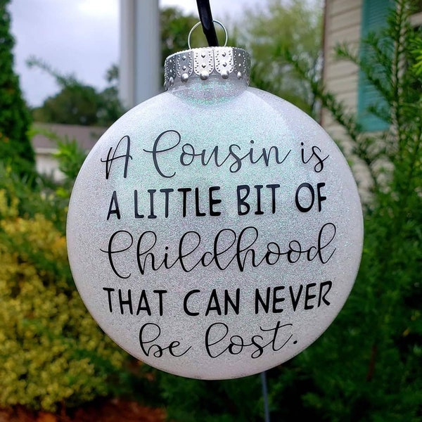 Cousin glitter Christmas Ornament-family gift-Memories made-cousin crew-glitter ornaments-glass-acrylic-loved one-snow-family keepsake-2023