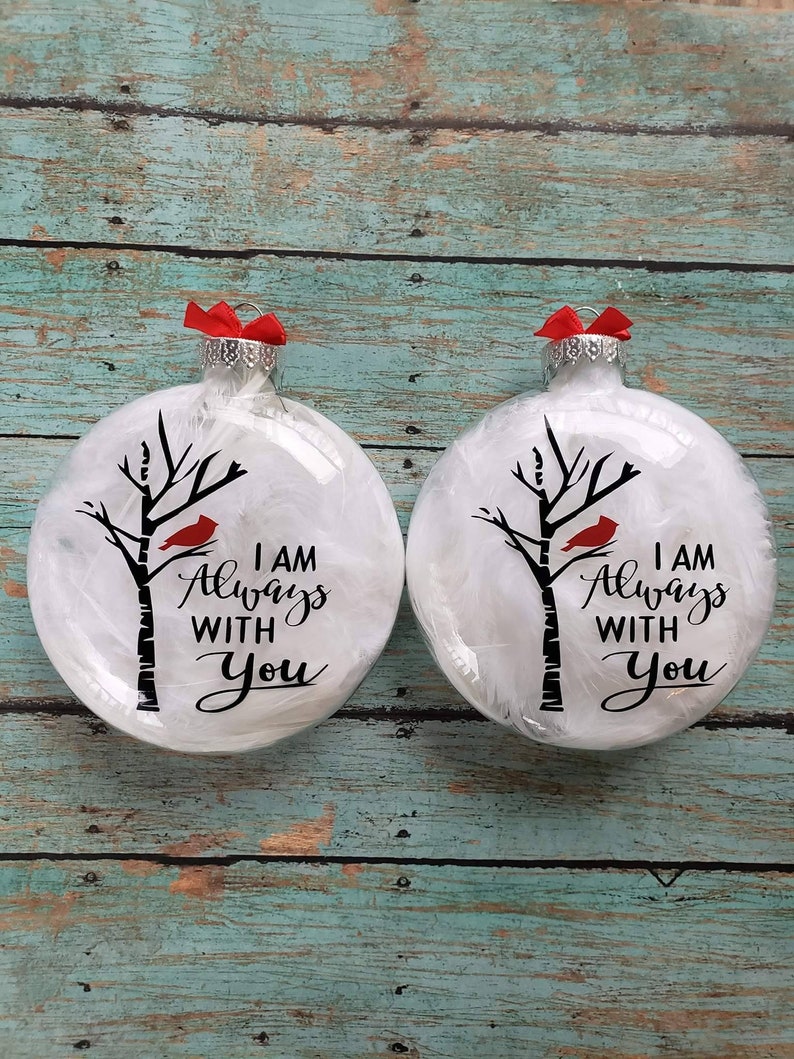 Cardinal In Memory Of Large 4 inch Clear Disc shaped ACRYLIC Mom Gift-Family Gift-heaven-loss-memory