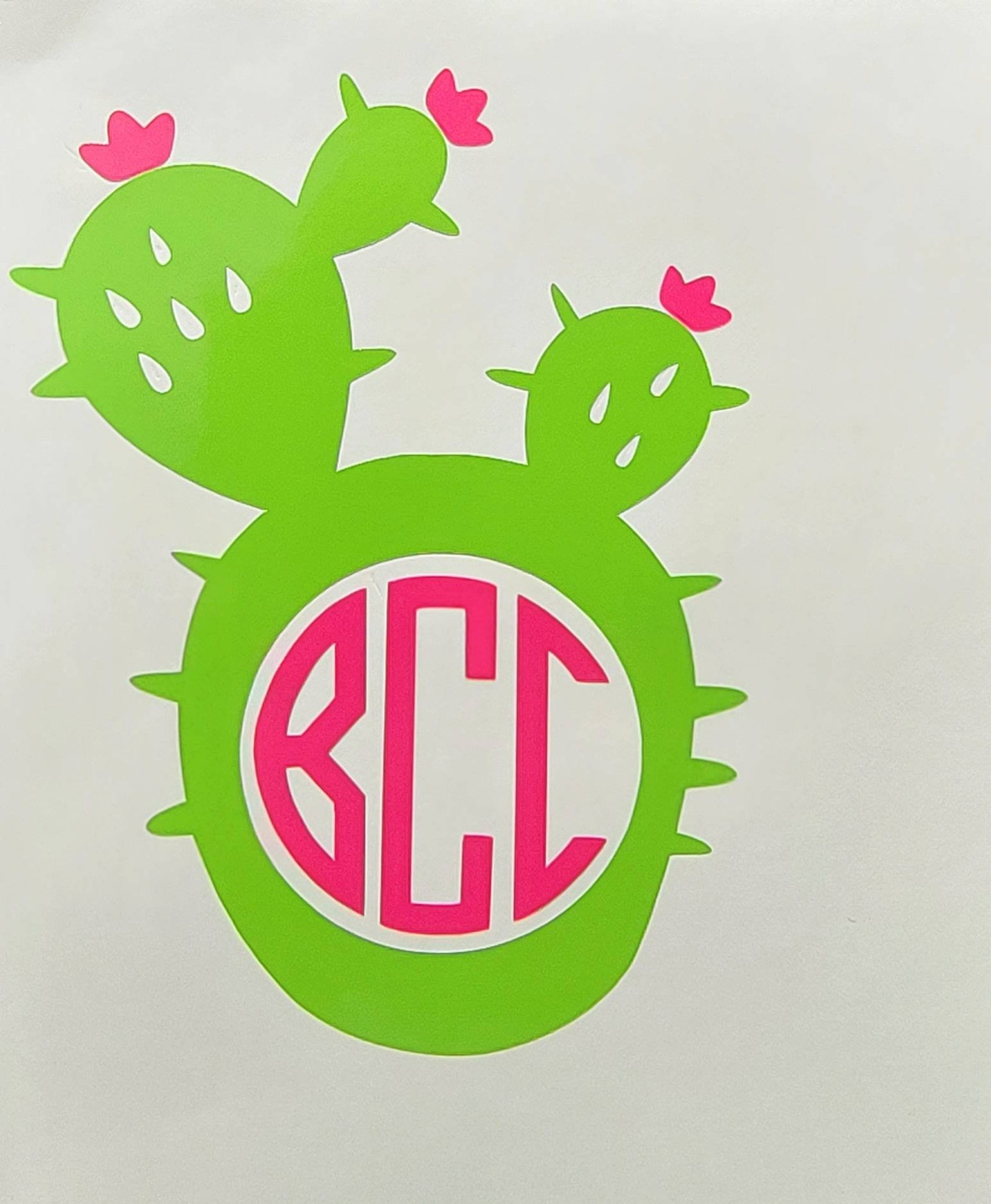 6 Inch Cactus Initial Monogram Car Decal or Cup Decalmom Etsy
