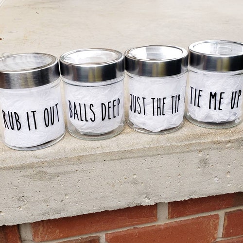 4 Bathroom Jars Funny Bathroom Decordirty Wordsfathers Day Etsy