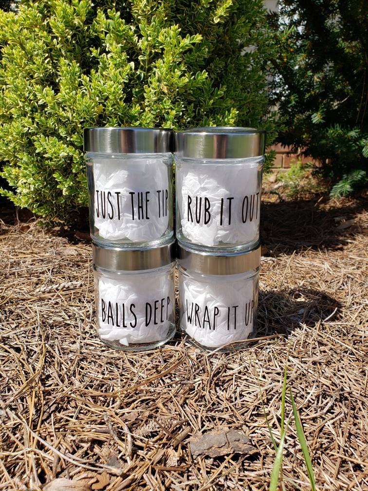 Bathroom jars adult humor set of 4 wrap it up just the tip Etsy