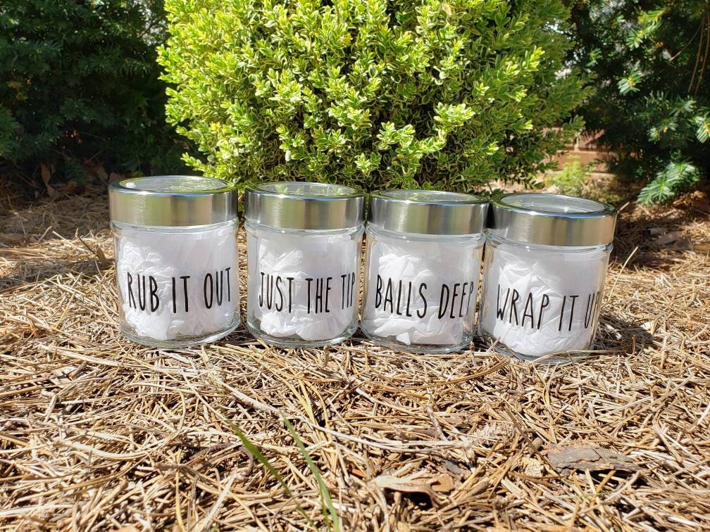 Bathroom jars adult humor set of 4 wrap it up just the tip Etsy