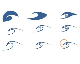 Wave Logo Vector Pack – Minimalist Surfing Graphics (SVG & PNG)