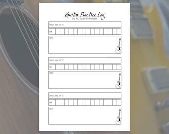Guitar Practice Tracker for practicing songs, riffs, scales and speed exercises - Printable Digital Download