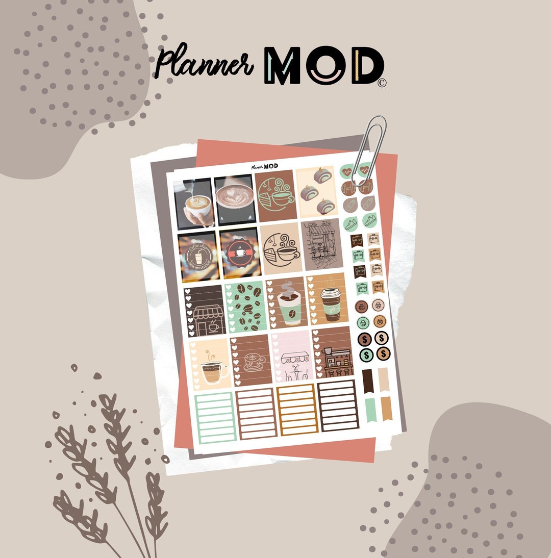 Coffee Shop Printable Planner Stickers HP HP Mini EC - Etsy