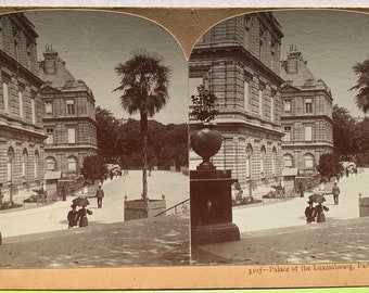Beautiful Rare Stereoview of the Palace of the Luxembourg, Paris France from 1897