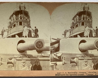Stereoview of U.S. Battleship Oregon from 1898