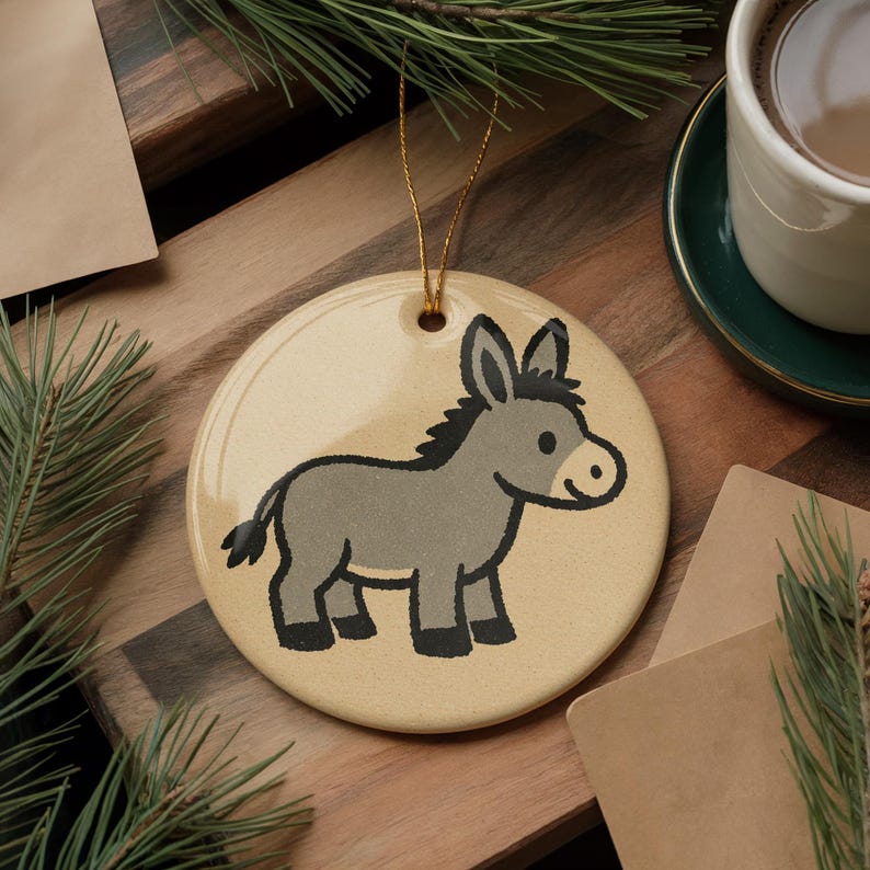 Cute Kawaii Cartoon Donkey Ceramic Ornament, Minimalist Farm Animal ...