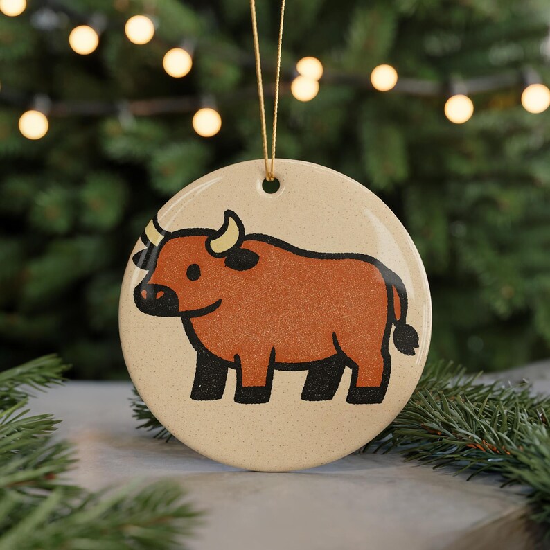 Oxgift Cute Kawaii Cartoon Ox Ceramic Ornament, Minimalist Farm Animal Hanging ...