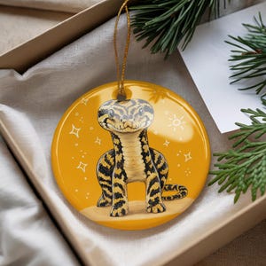 Carpet Python Ceramic Ornament, Hand-Drawn Storybook Snake Hanging Decoration, Reptile Lover Gift, Australian Python Tree Snake Ornament