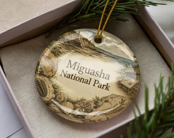 Miguasha National Park Watercolor Ceramic Ornament, Canada National Park Souvenir, Travel Keepsake, Holiday Tree Decoration