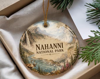 Nahanni National Park Ceramic Ornament, Watercolor Landscape Souvenir, Canadian National Park Travel Keepsake Gift