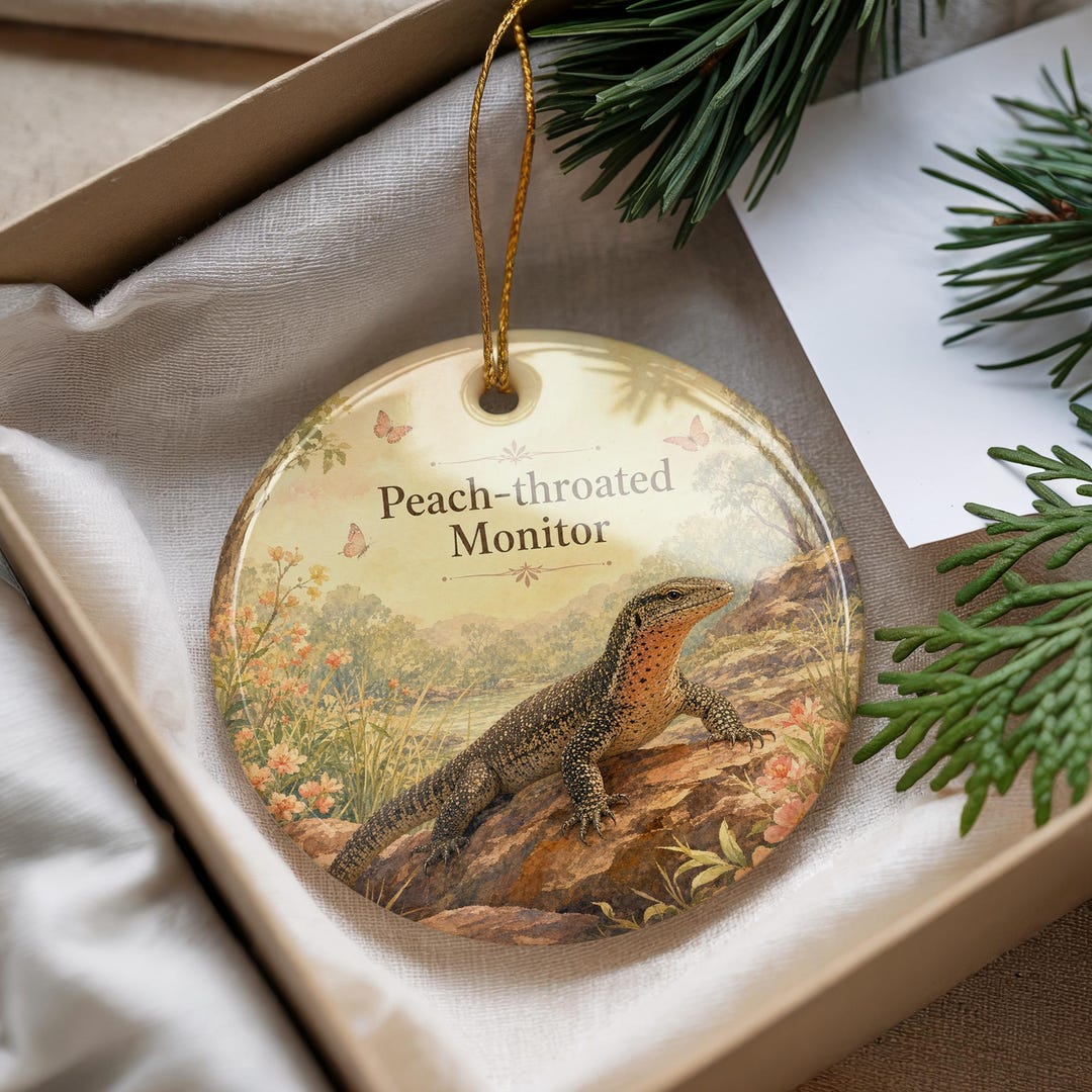 Watercolor Peach-throated Monitor Ceramic Ornament, Monitor Lizard ...