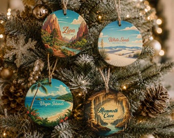 National Park Ceramic Ornament – Choose Any of 63 U.S. Parks, Places I’ve Been Travel Keepsake, Build Your Own Collection