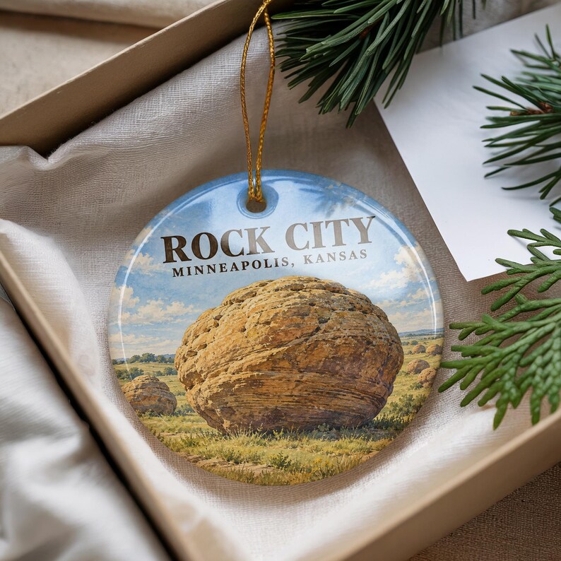 Spherical Rock Formations Rock City Ceramic Ornament, Minneapolis Kansas Souvenir, Vintage ...
