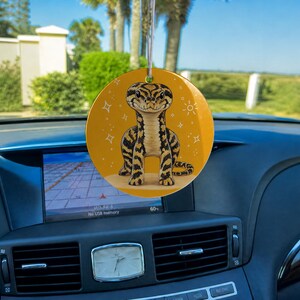 Carpet Python Metal Car Hanger, Hand-Drawn Storybook Style Snake Rearview Mirror Accessory, Reptile Lover Gift