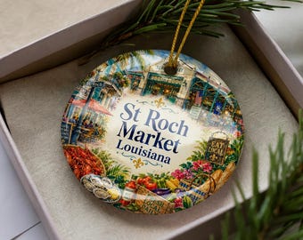St. Roch Market New Orleans Louisiana Ceramic Ornament, Watercolor New Orleans Landmark Souvenir, French Quarter Gift Decor