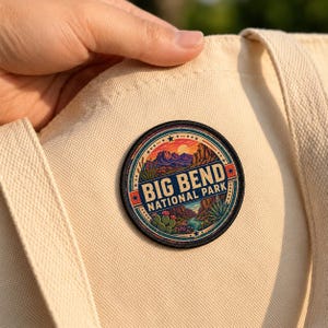 Big Bend National Park Iron-On Patch, Travel Poster Style Souvenir Patch, Texas National Park Badge, Hiking Adventure Patch