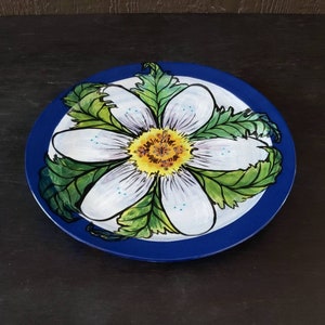 Vintage Signed Hand Painted Floral Ceramic Plate