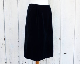 Vintage Black Velvet High Waisted A Line Skirt Size S