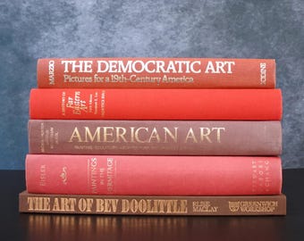 Vintage Kunst Couchtisch Hardcover Rot Braun Bücher Stapel Mixed Set