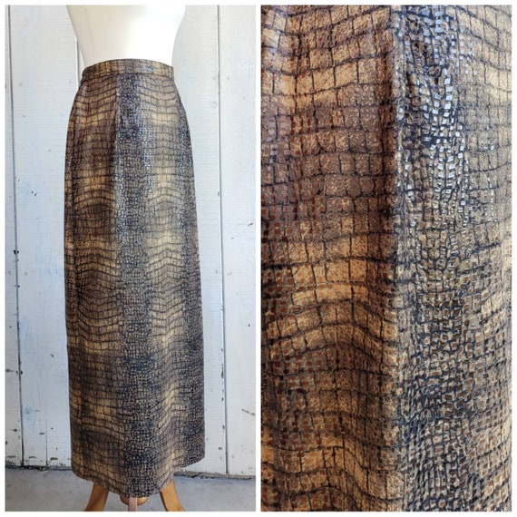 Vintage 90s Hana Lori Snakeskin Animal Print Maxi