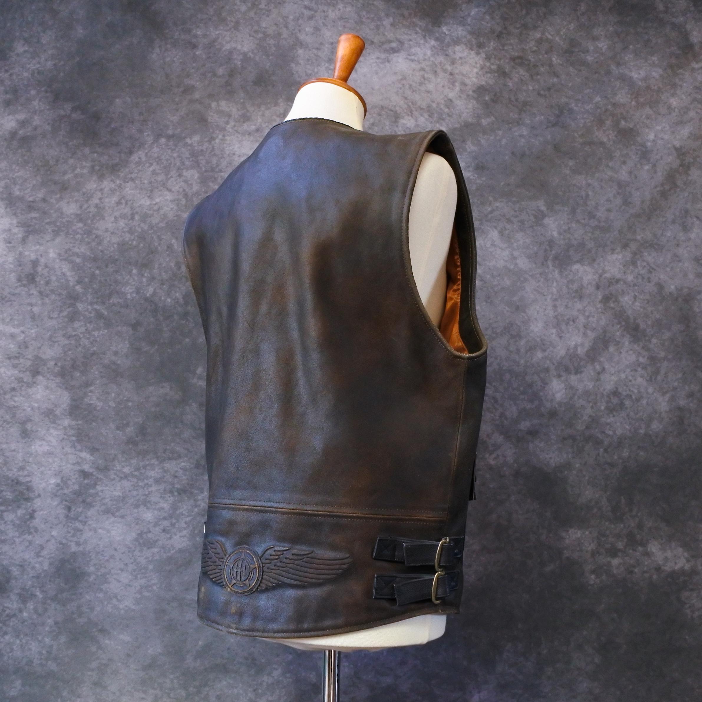 Vintage 90s Harley Davidson Billings Springer Brown Leather Men's