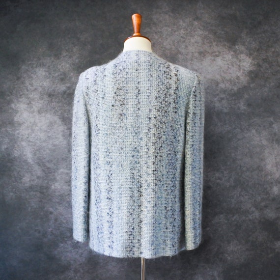 Vintage 70s Dalton Blue Knit Sweater Jacket Size … - image 5