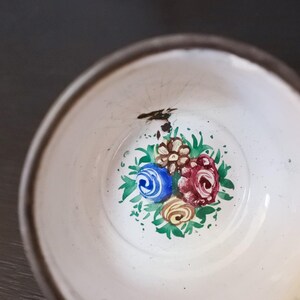 Antique Persian Minakari Enamel Floral Birds Tea & Coffee Cups Saucers Tray Set image 12