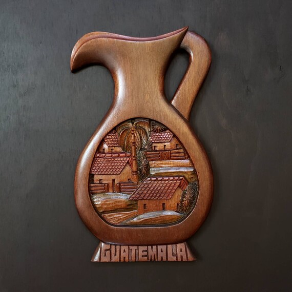 Vintage Handmade Wooden Folk Art Guatemala Wall Hanging Wood