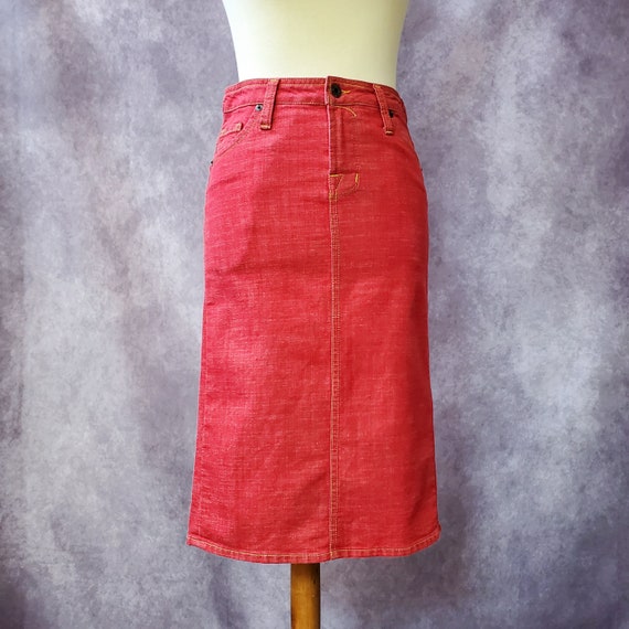 Vintage Y2K Von Dutch Red Denim High Waist Pencil Skirt Size XS Etsy