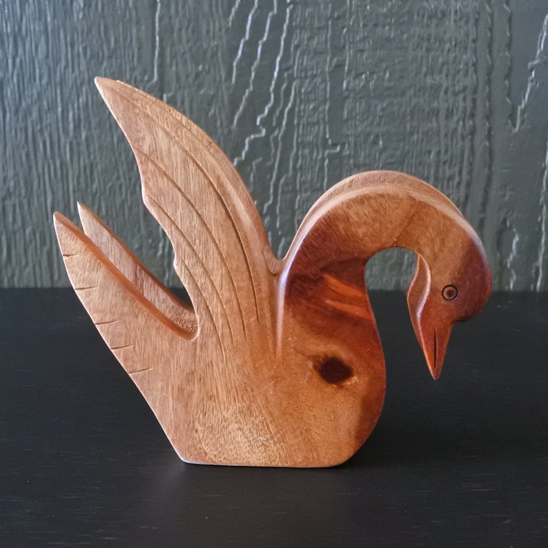 Vintage Handmade Wooden Swan Folk Art Napkin Holder - Etsy
