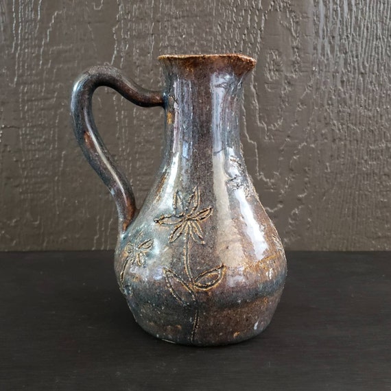 ヴィンテージ サイン入り ハンドメイド 粘土アート 陶器 花瓶