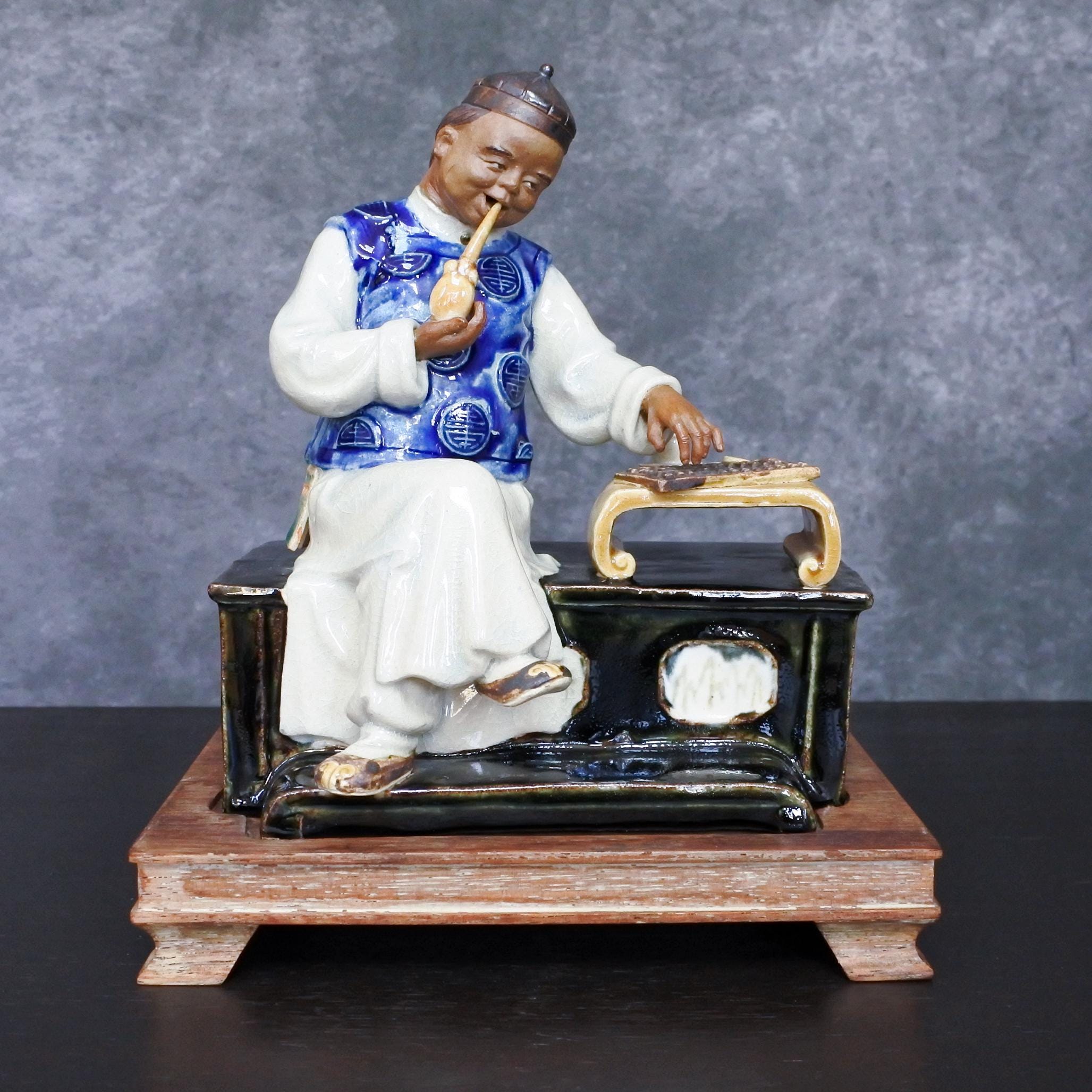 ヴィンテージの古い中国の石湾泥人フィギュアアート陶器像 - Etsy 日本