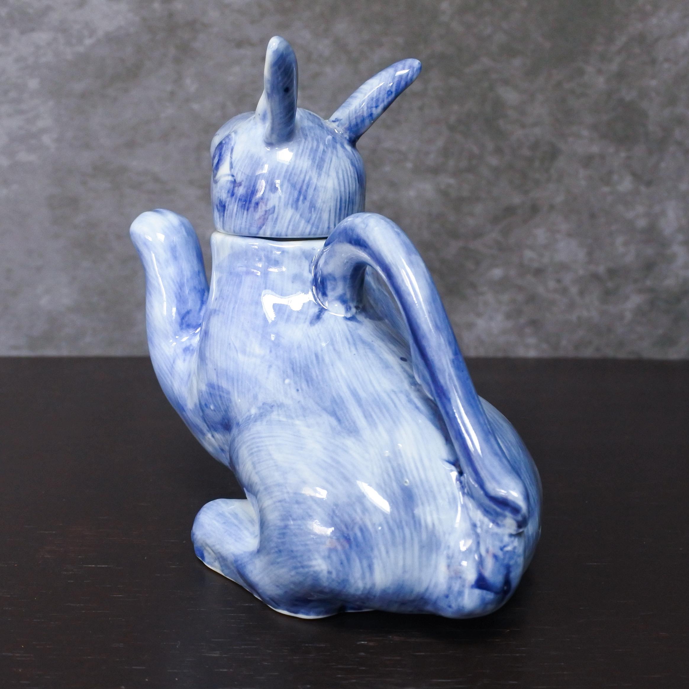 Vintage Chinese Rabbit Porcelain Blue Handmade Novelty Teapot - Etsy