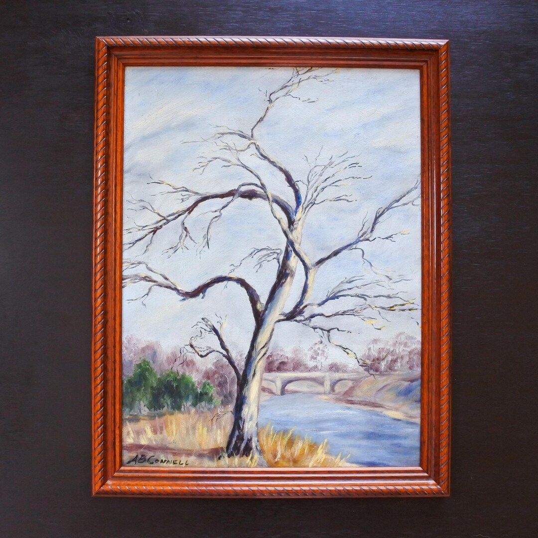 Vintage Signed Original Framed Oil Painting Impressionist Tree ...