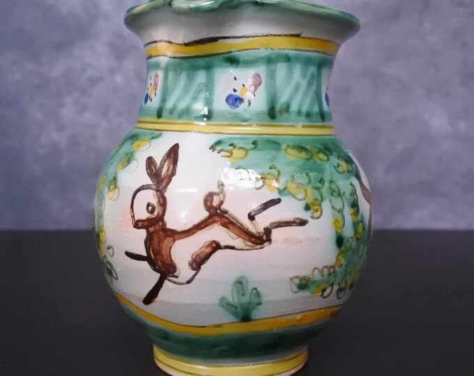 Vintage Spanish Majolica Rabbit Art Pottery Ceramic Jug Pitcher - Etsy