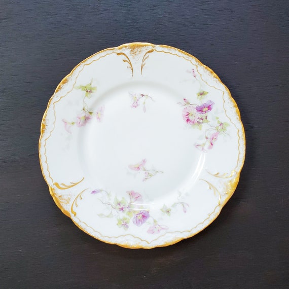 Antique Theodore Haviland Limoges France Pink Purple Floral Gold