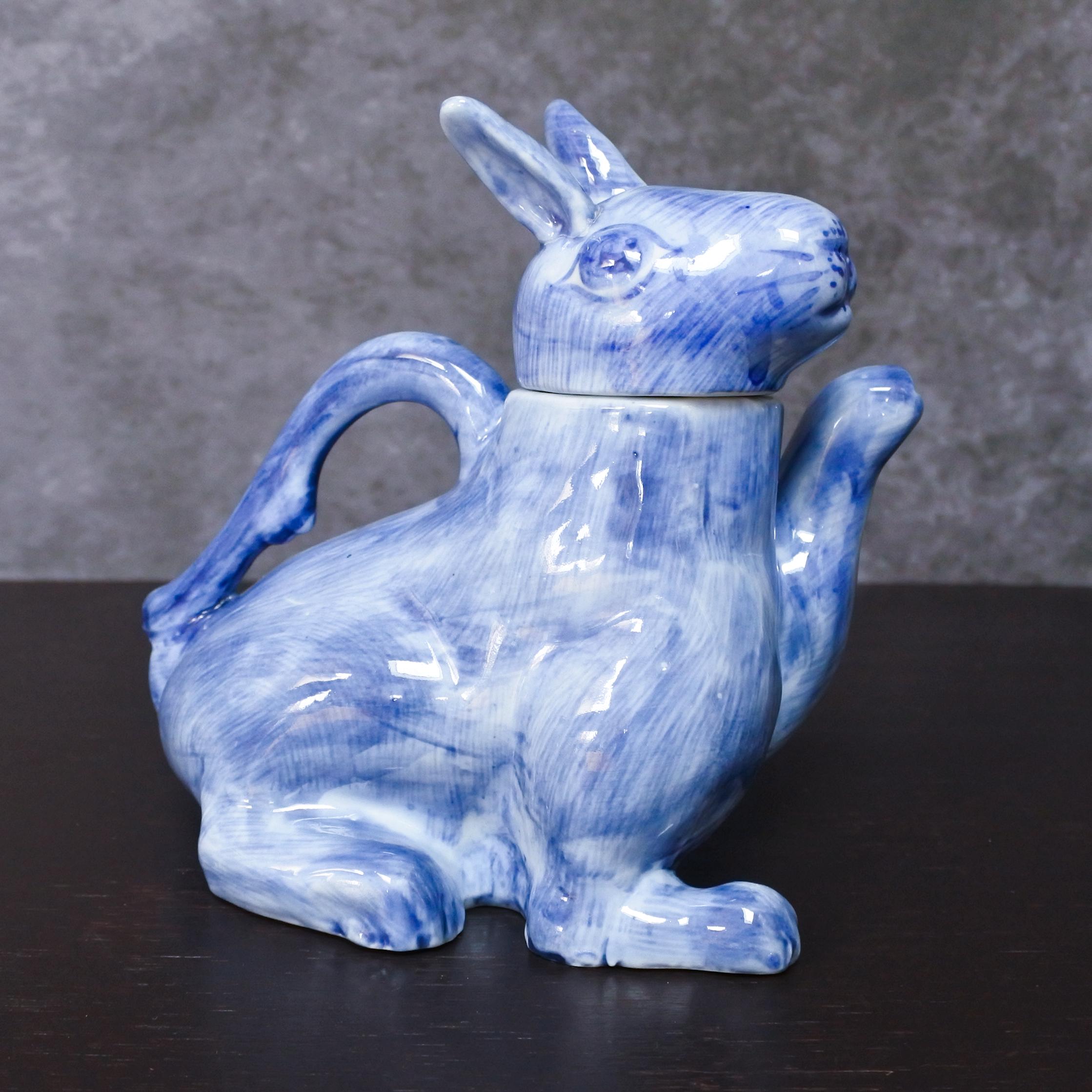 Vintage Chinese Rabbit Porcelain Blue Handmade Novelty Teapot - Etsy