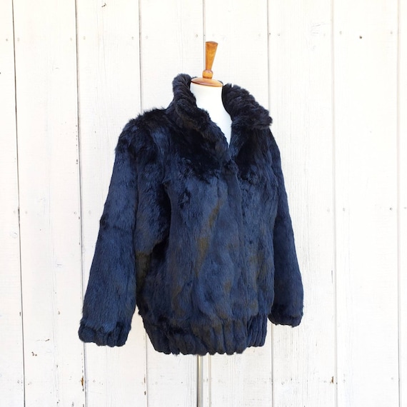 Vintage French Black Fur Retro Jacket Size M - image 4
