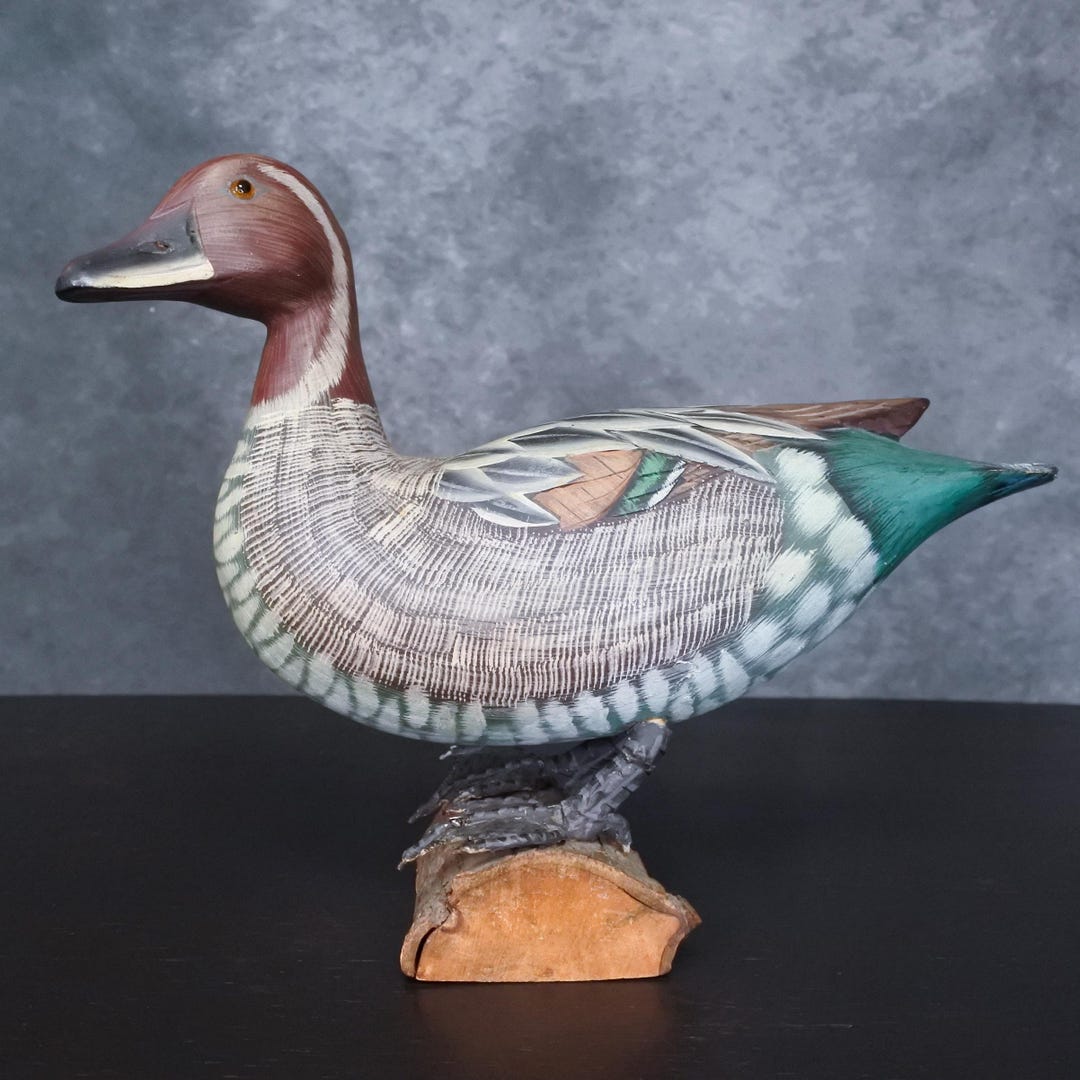 Vintage Hand Painted Wooden Duck Rustic Decoy Sculpture - Etsy