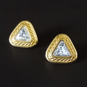 Vintage Swarovski Crystal Gold Tone Metal Earrings
