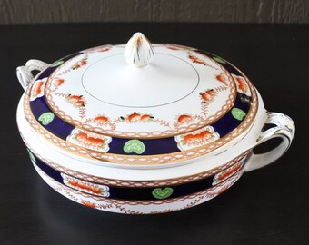 Antique Alfred Meakin England Hand Painted Porcelain Covered Dish Tureen
