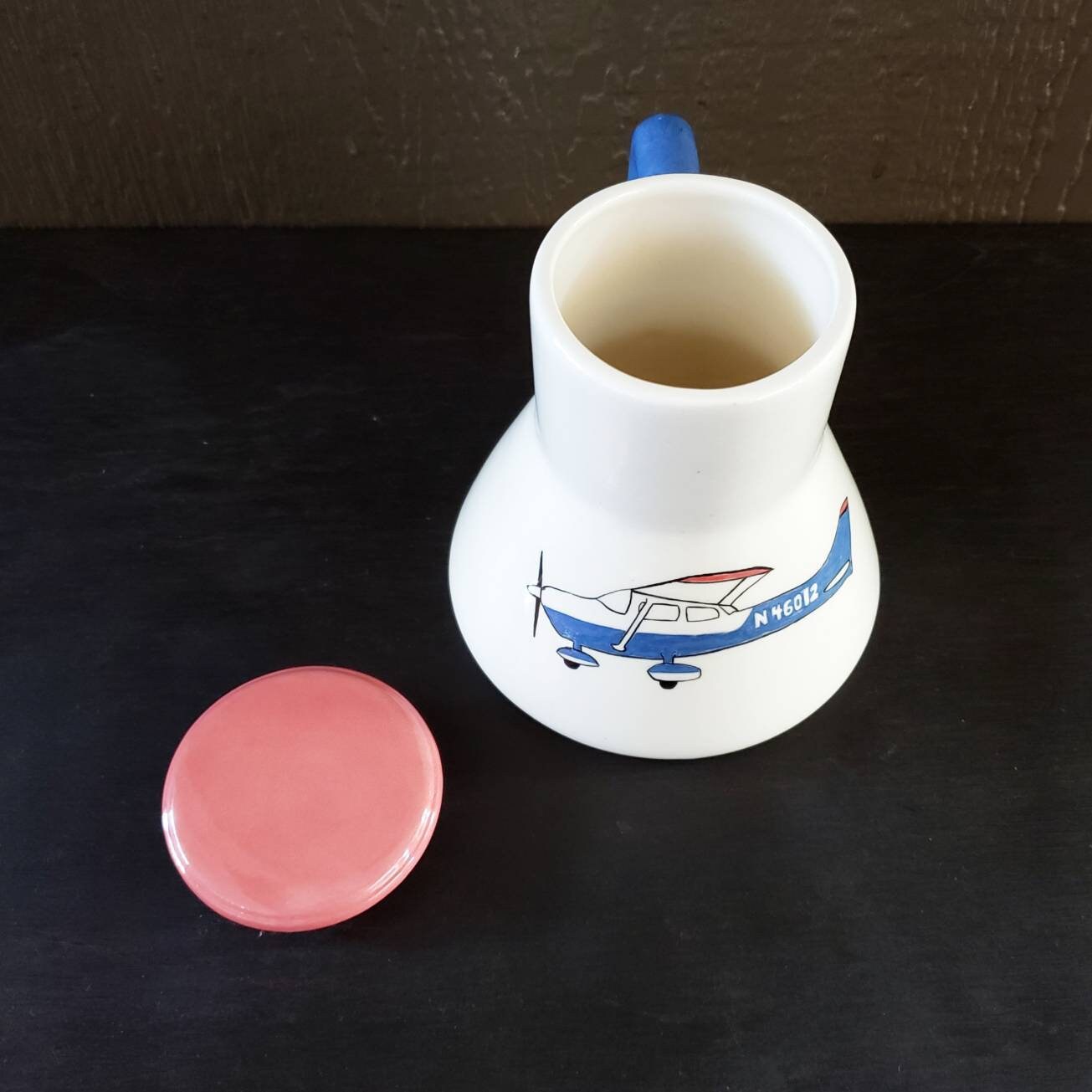 Signed Studio Art Pottery Hand Painted Mid Century Plane Ceramic ...