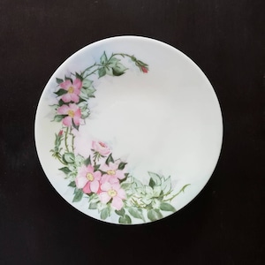 Vintage Limoges France Mid Century Hand Painted Pink Floral Porcelain Art Plate