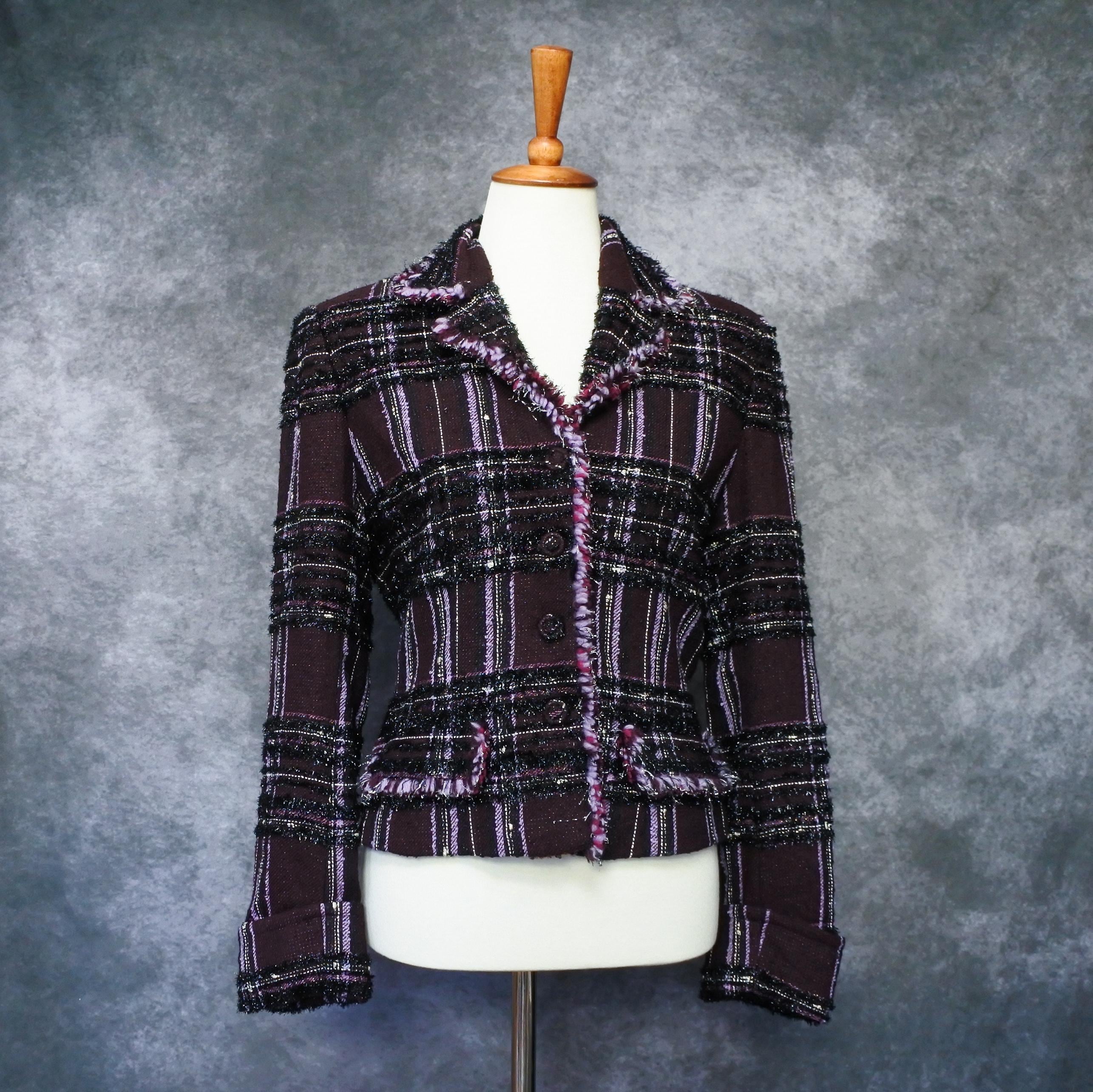 Vintage Virani White Label Check Tartan Plaid Blazer Jacket Size M
