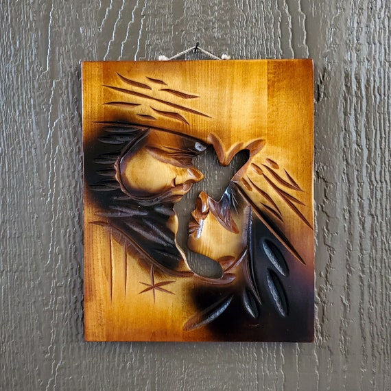 ヴィンテージ 手彫り 木製 恋人 フォークアート 壁掛け - Etsy 日本