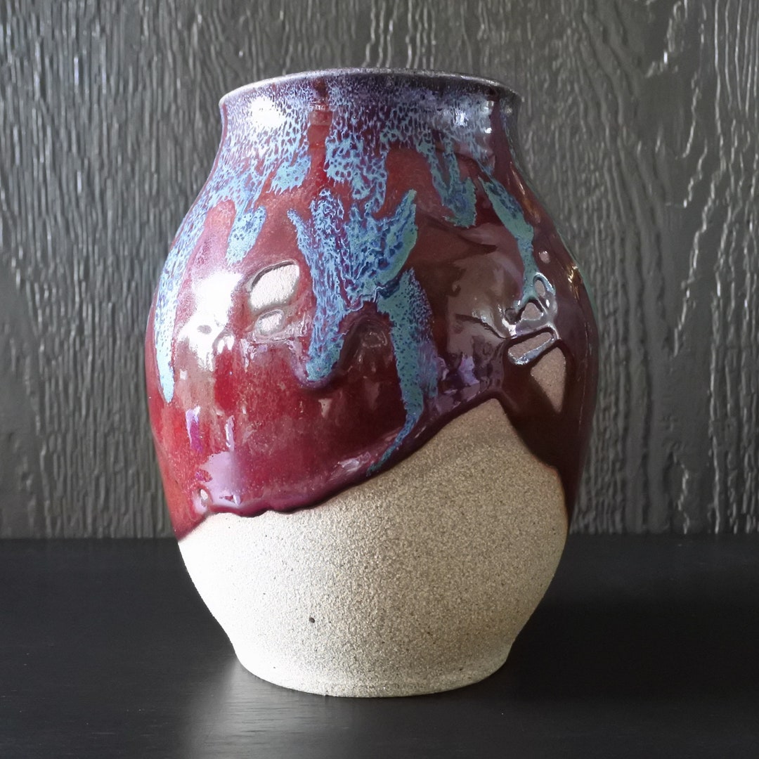 Vintage Signed Art Pottery Large Drip Glaze Stoneware Handmade Vase - Etsy