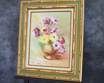 1960年代のヴィンテージ印象派の花の油絵（額入り） - Etsy 日本