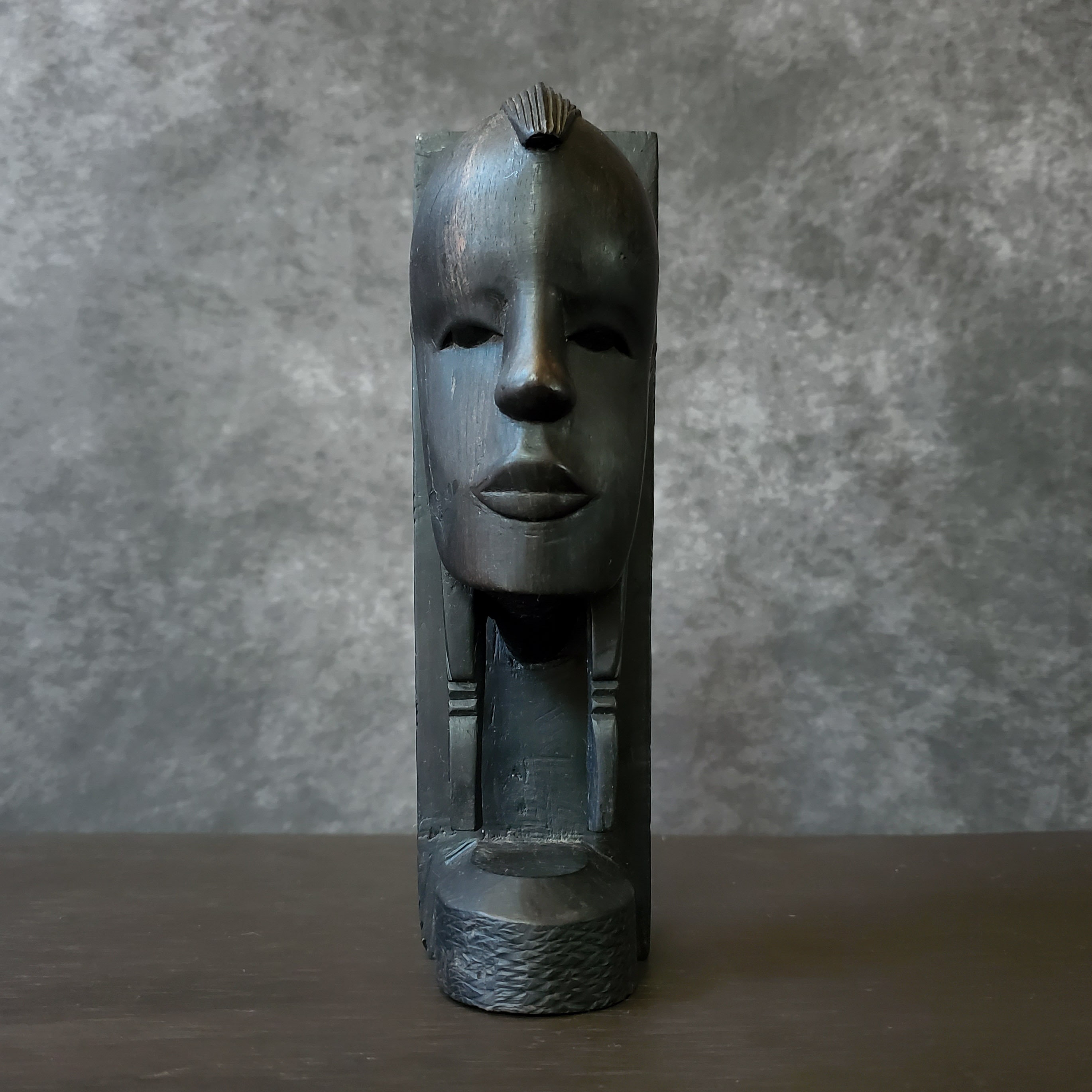 Vintage African Wood Carving Bust Folk Art Figure Sculpture Etsy